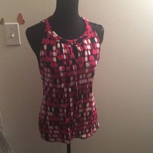 Banana Republic women’s polka dot pink, black and white ribbed blouse​​